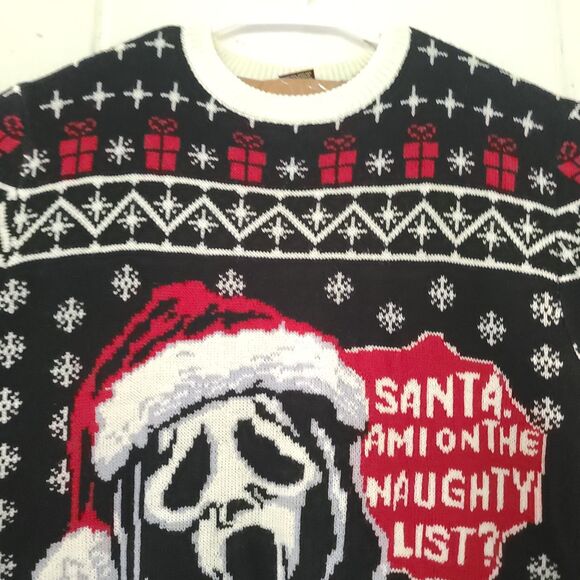 GhostFace Ghost Face Scream Ugly Christmas Holiday Ugly Sweater Large Size L EUC - Picture 3 of 13